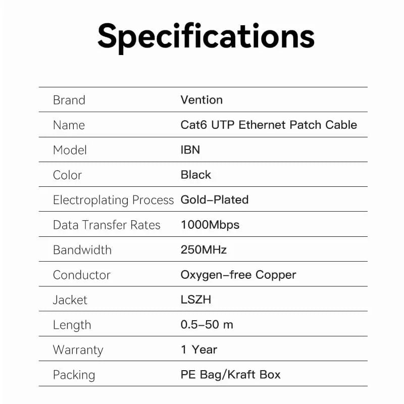 Vention LSZH Cat6 UTP Ethernet Patch Cable - Vention