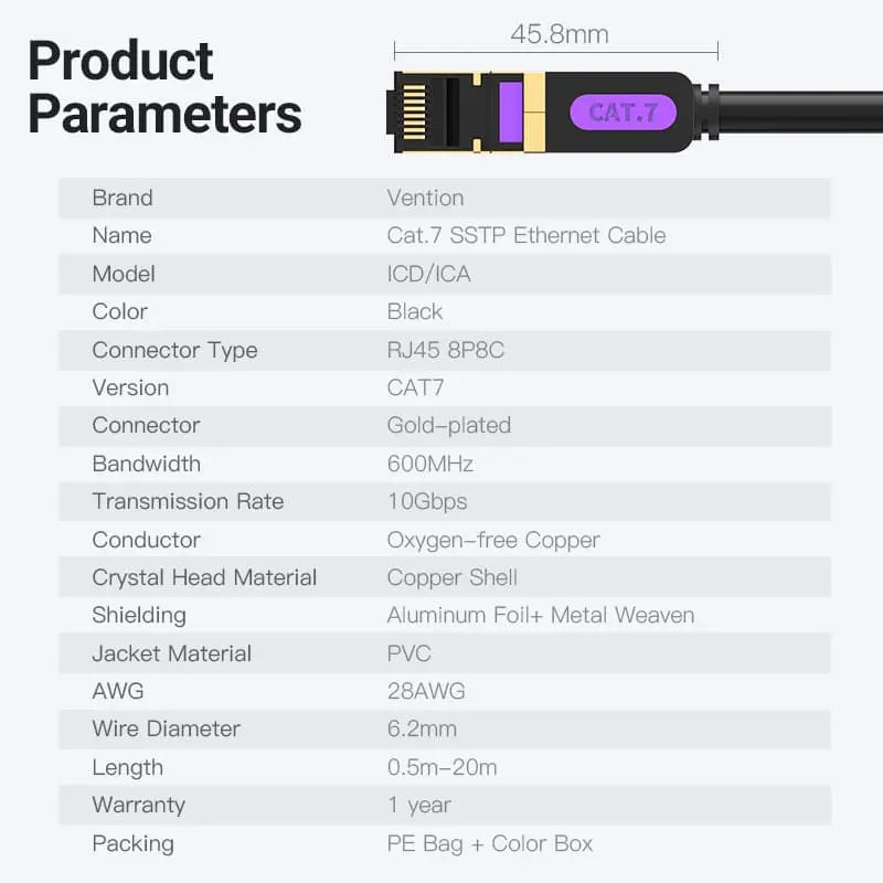 Vention Cat7 SFTP Ethernet Patch Cable - Vention