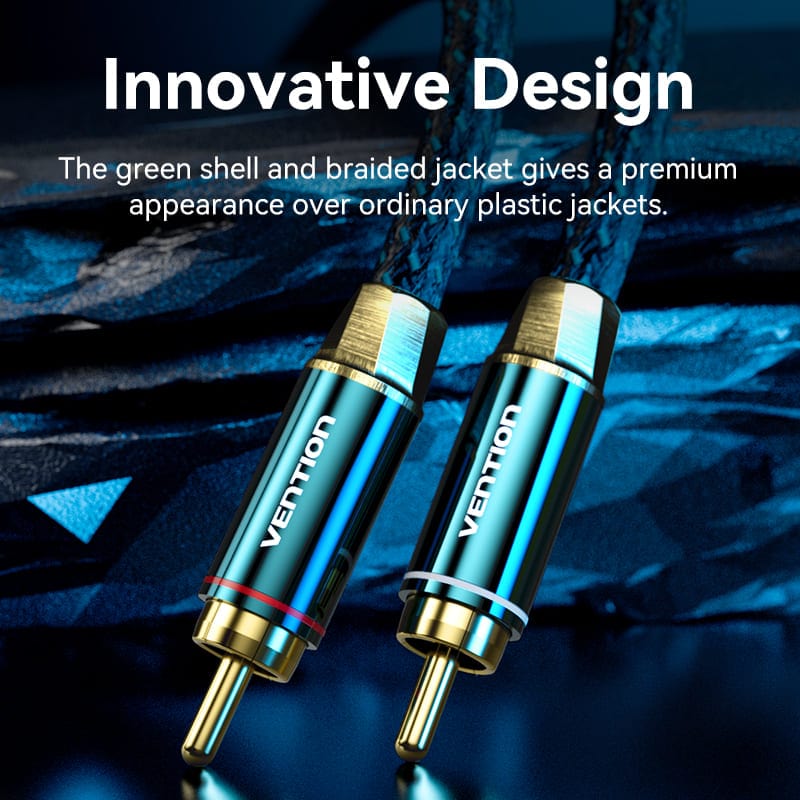 Vention Cotton Braided 3.5mm Male to 2RCA Male Audio Cable 0.5/1/1.5/2/3/5/8/10M Green Copper Type
