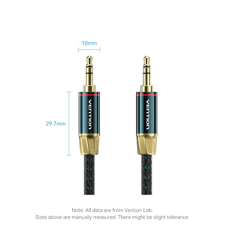 Vention Cotton Braided 3.5mm Male to Male Audio Cable 0.5/1/1.5/2/3/5/8/10M Green Copper Type