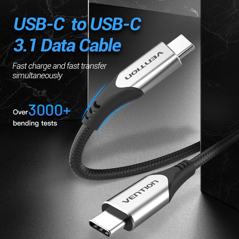 Vention Cotton Braided USB-C to USB-C 3.1 Cable 0.5/1/1.5M Gray