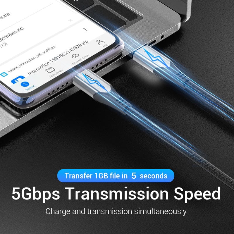 Vention Cotton Braided USB-C to USB-C 3.1 Cable 0.5/1/1.5M Gray