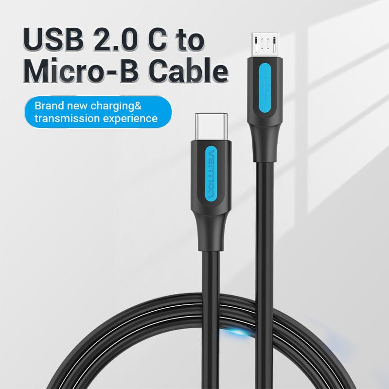 Vention USB 2.0 C Male to Micro-B Male 2A Cable 0.5/1/1.5/2M Black