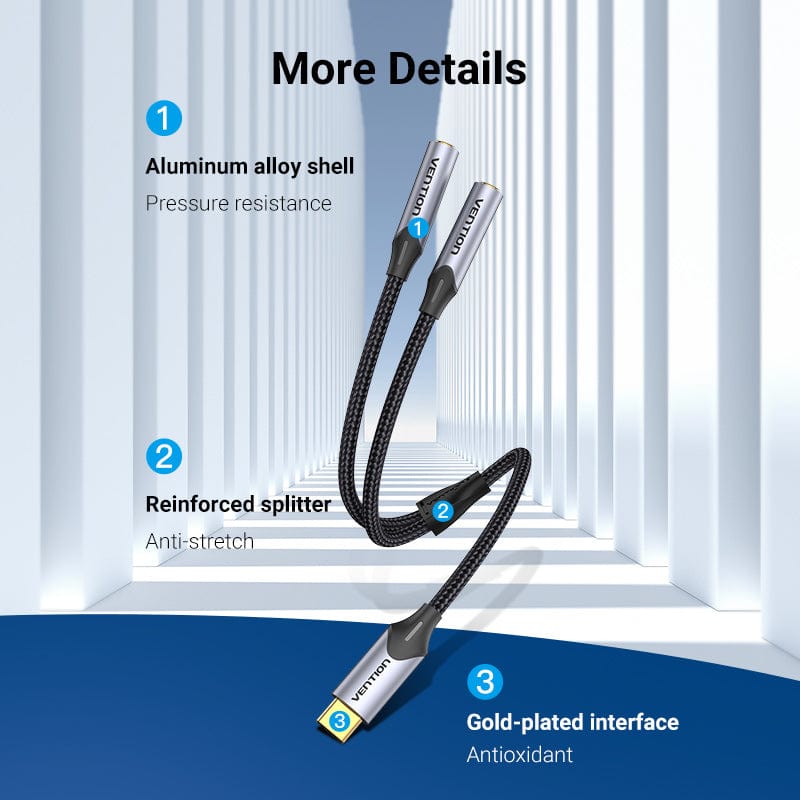 VENTION 速卖通 0.3m Type C to Dual 3.5 Jack USB C to 3.5mm Aux Double Earphones Audio Adapter for USB-C Tablet Phone Laptop Jack 3 5 Cable