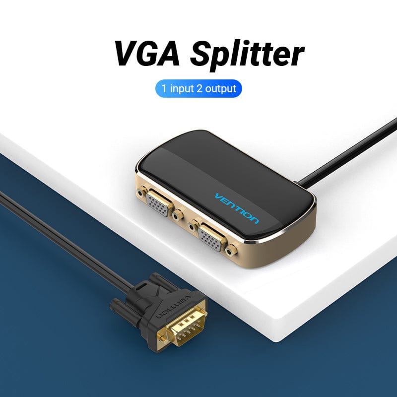 VENTION 速卖通 1 in 2 VGA Splitter 1 in 2 out VGA Male to 2 Female Audio Splitter with Power Cable