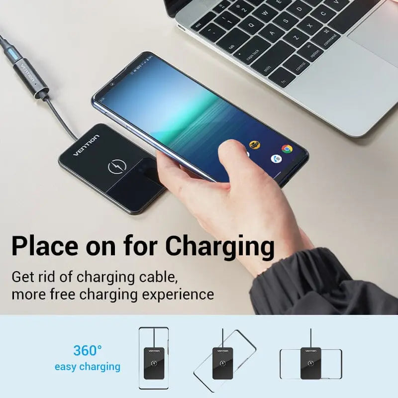 Vention Wireless Charger 15W Ultra-thin Mirrored Surface Type 0.05M Black - Vention
