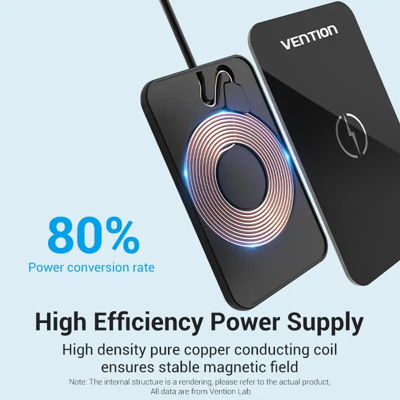 Vention Wireless Charger 15W Ultra-thin Mirrored Surface Type 0.05M Black - Vention