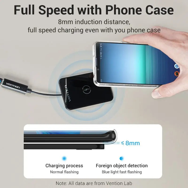 Vention Wireless Charger 15W Ultra-thin Mirrored Surface Type 0.05M Black - Vention
