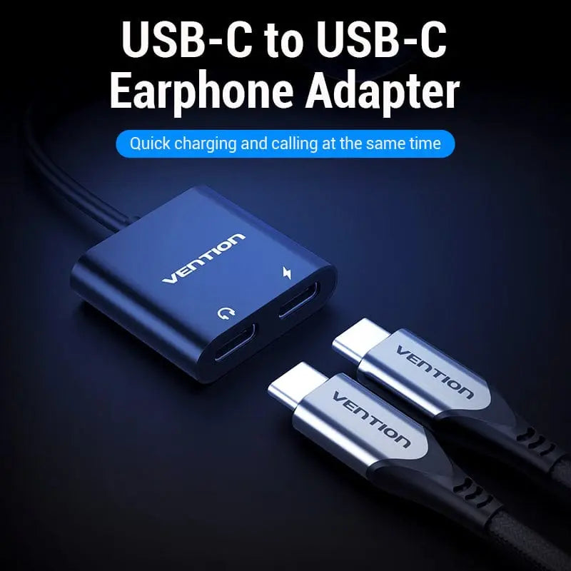 2 in 1 USB C to Dual Digital Type C HeadPhone Adapter - Vention