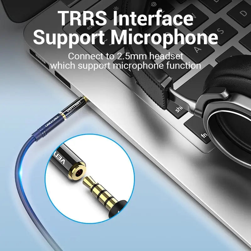Vention 3.5mm Male to 2.5mm Female Audio Adapter Black Metal Type - Vention