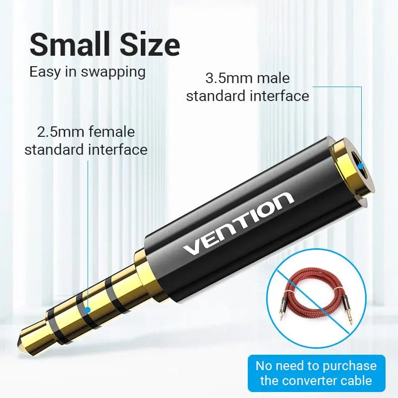 Vention 3.5mm Male to 2.5mm Female Audio Adapter Black Metal Type - Vention
