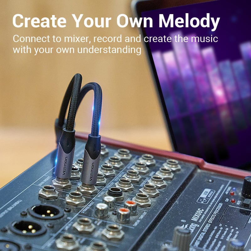 Vention 3.5mm to Double 6.5mm TRS Cable AUX Male Mono 6.5 Jack to Stereo 3.5 Jack Audio Cable for Mixer Amplifier 6.35 Adapter - Vention