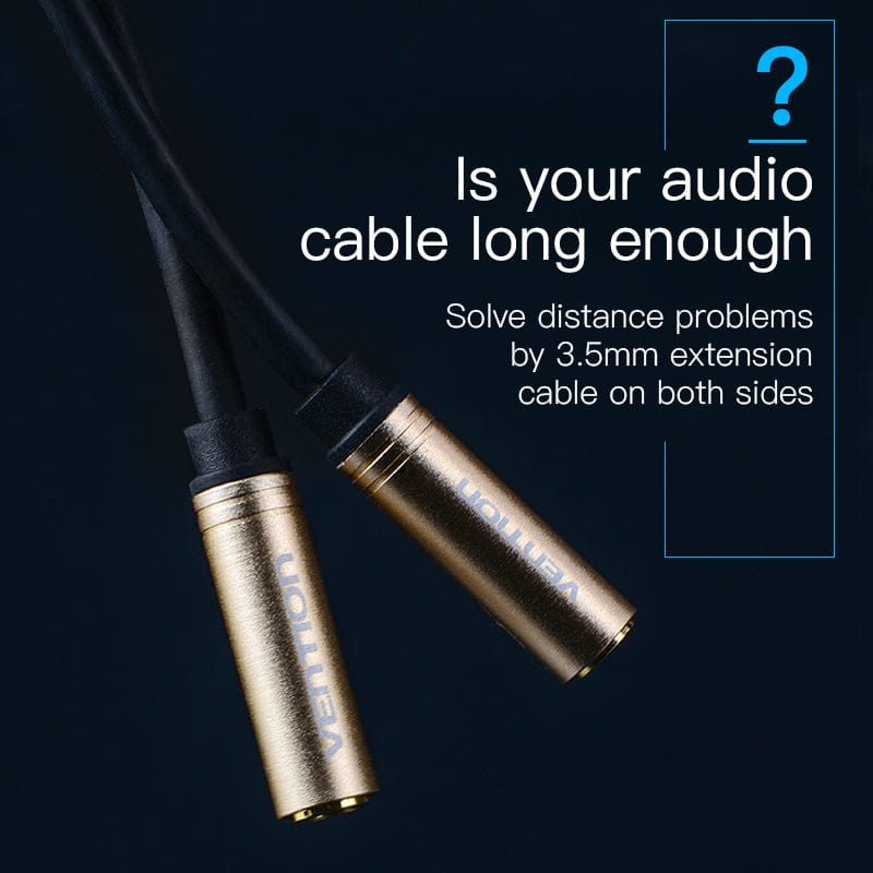 VENTION 速卖通 30cm Jack 3.5mm Female to Female Stereo Audio Cable Gold Plated Aux Extension Cable for Headphone Laptop Phone PS3 Aux Cable