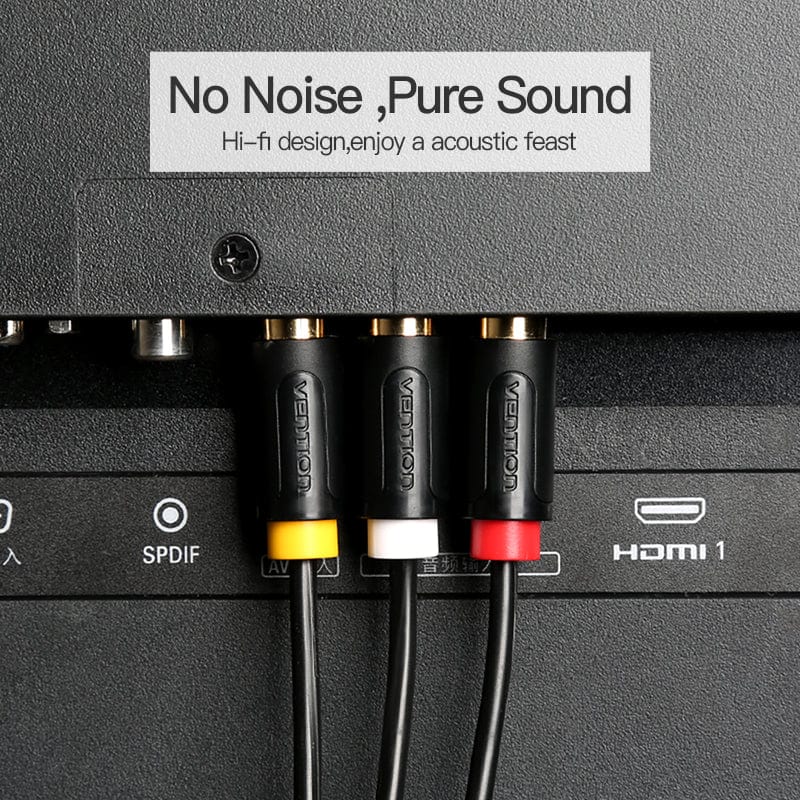 VENTION 速卖通 3RCA to 3 RCA Cable Audio Video Male to Male AV Cable Gold Plated for STB DVD TV VCD Blueplayer Amplifier Cable RCA Jack