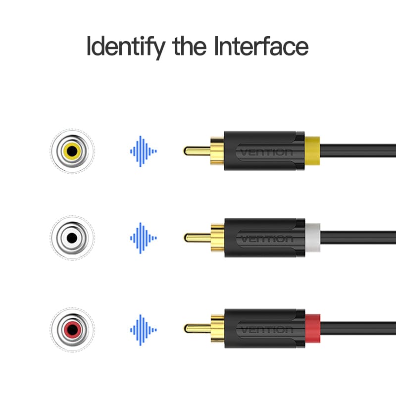 VENTION 速卖通 3RCA to 3 RCA Cable Audio Video Male to Male AV Cable Gold Plated for STB DVD TV VCD Blueplayer Amplifier Cable RCA Jack
