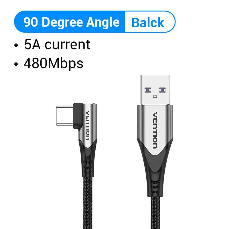 Vention USB-C Male Right Angle to USB 2.0-A Male 5A Cable Aluminum Alloy Type - Vention