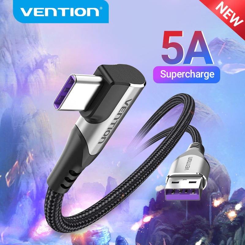 Vention USB-C Male Right Angle to USB 2.0-A Male 5A Cable Aluminum Alloy Type - Vention