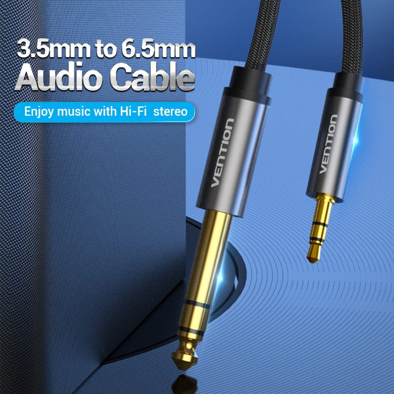 Vention 6.5 to 3.5 Jack Aux Cable Adapter for Speaker Guitar Amplifier TRS Audio Cable Jack 3.5mm to 6.5mm Audio Cable Auxiliar - Vention