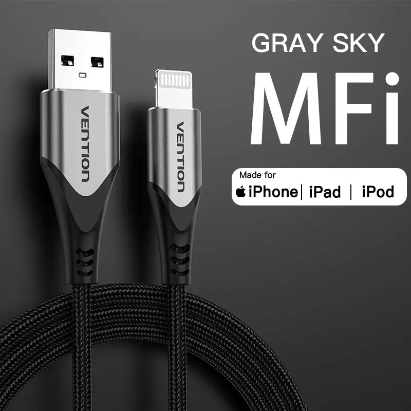 MFi USB Cable for iPhone 12 Max 11 Xs X 8 Plus USB Charge for iPhone 12 Mini 2.4A Fast Charging USB Charger Data Cable - Vention