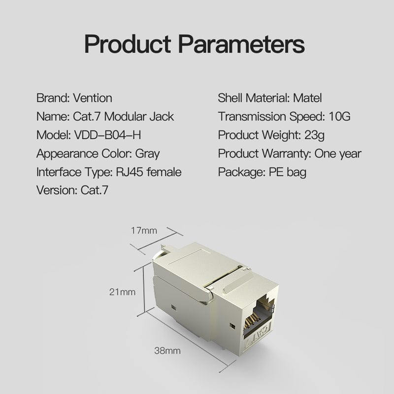 VENTION 速卖通 CAT7 Plug Cat7 Ethernet Connector RJ45 Modular Ethernet Cable Head Plug Gold-plated Cat 7 Shield Network Connector for Lan Cable
