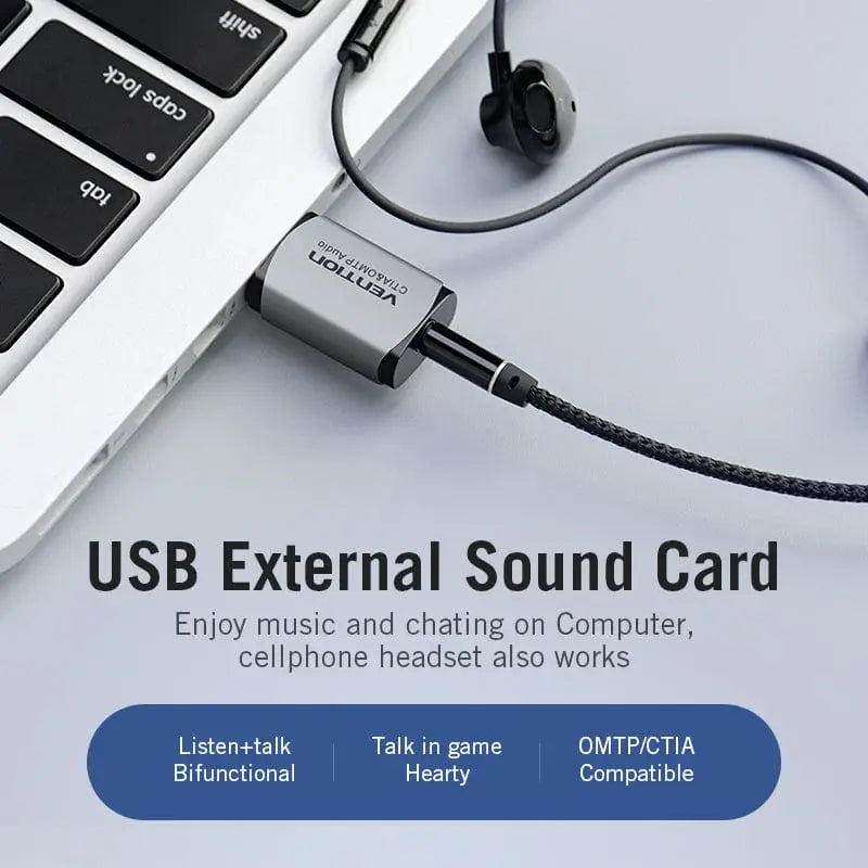 Vention USB External Sound Card Gray Metal Type (OMTP-CTIA) - Vention