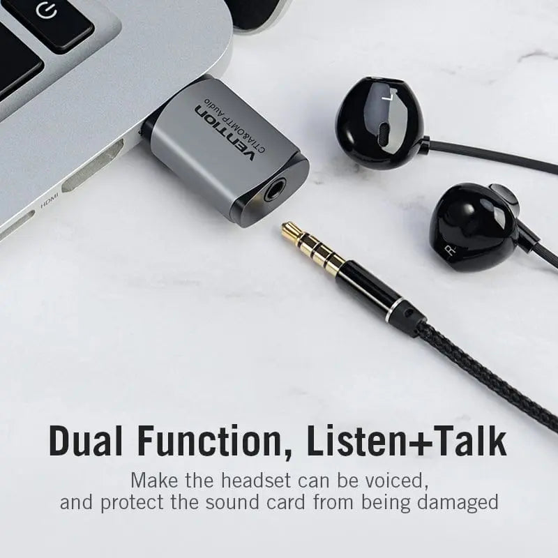 Vention USB External Sound Card Gray Metal Type (OMTP-CTIA) - Vention