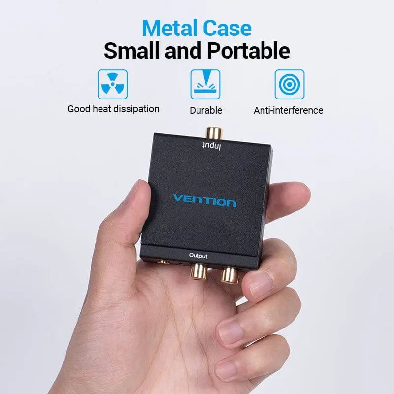 Vention Optical Fiber/Coaxial Digital Audio to TRS 3.5mm/2RCA Audio Converter Black Aluminum Alloy Type EU Standard - Vention