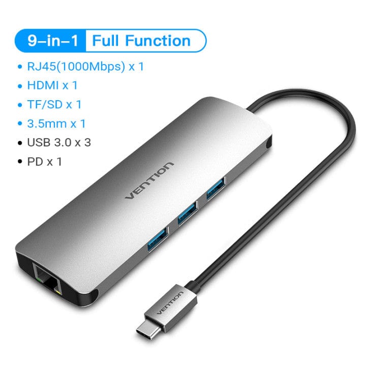 VENTION 速卖通 Dock Adapter Hub USB C to HDMI RJ45 USB 3.0 Audio Video Splitter for MacBook Samsung Huawei USB C Adapter