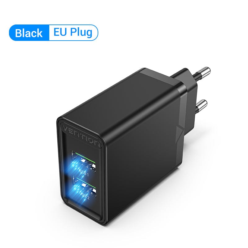 VENTION 速卖通 Dual USB Charger EU Plug 3.4A Max Fast Charging Portable Phone Charger