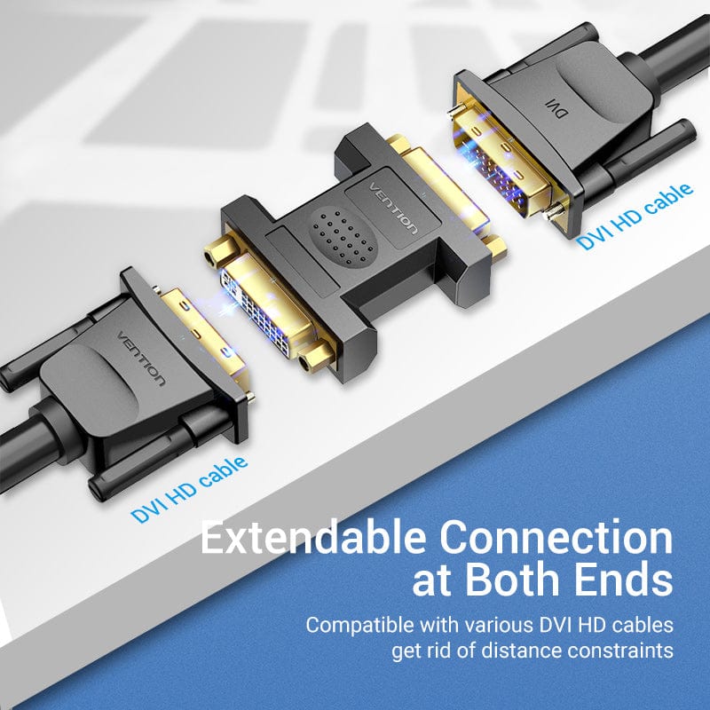 VENTION 速卖通 F to F-Classic DVI Adapter DVI-I 24+5 Female to Male Extension Adapter 1080P 60Hz DVI Converter