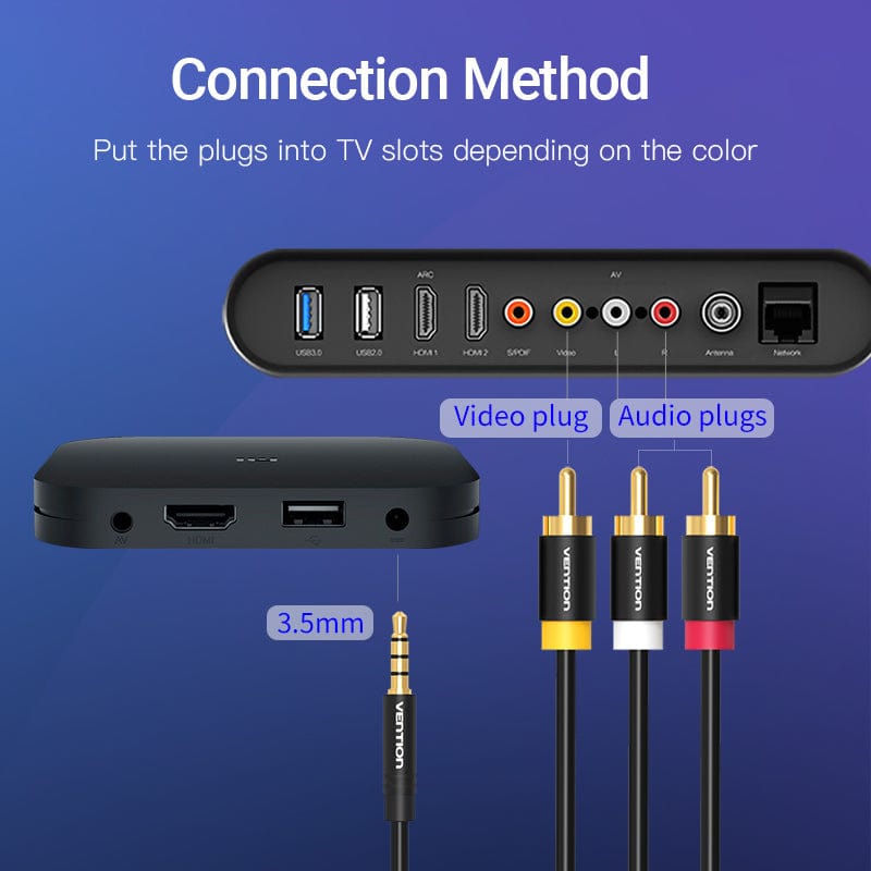 VENTION 速卖通 Jack 3.5mm to 3RCA Cable 3.5mm Jack Male to 3 RCA Male AUX Audio Splitter for Speaker TV Box Stereo Aux Cable 2.5 to RCA