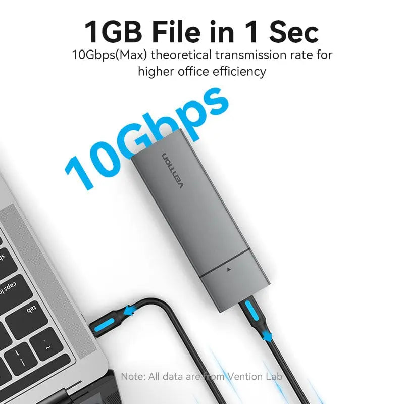Vention M.2 NVMe SSD Enclosure (USB 3.1 Gen 2-C) Gray Aluminum Alloy Type - Vention