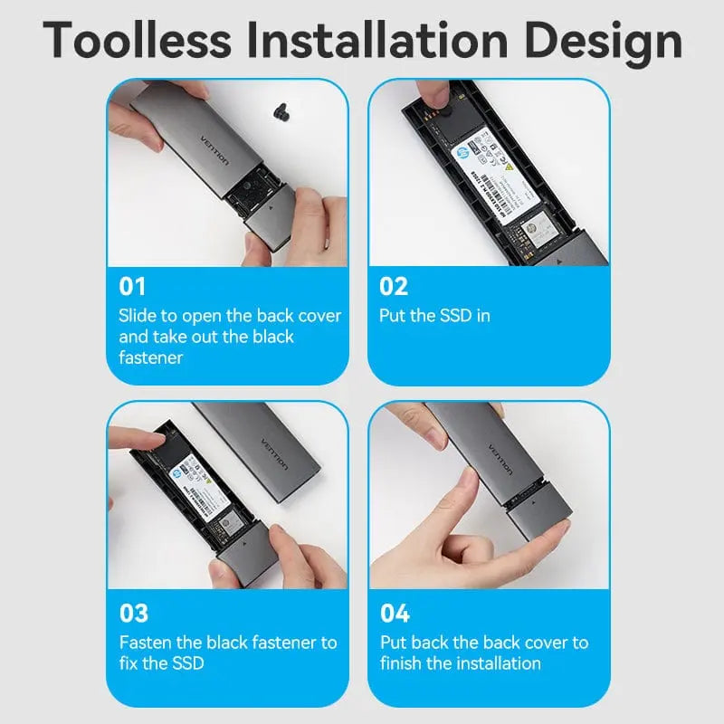 Vention M.2 NVMe SSD Enclosure (USB 3.1 Gen 2-C) Gray Aluminum Alloy Type - Vention