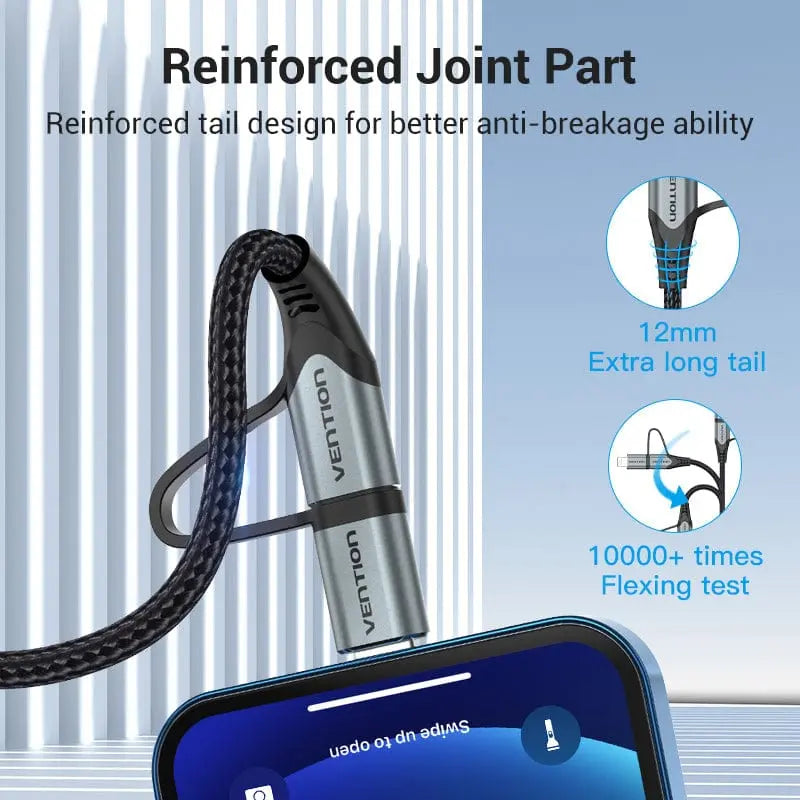 Vention USB 2.0 A Male to 2-in-1 Micro-B&Lightning Male Cable Aluminum Alloy Type - Vention