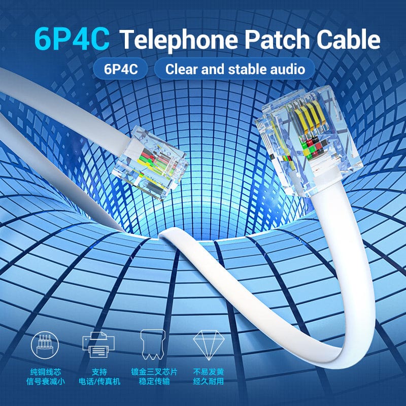 VENTION 速卖通 RJ11 Telephone Cable RJ11 Male to Male 6P4C Phone Line Cord for DSL Modem Answernig Machine Caller ID Fax Telephone Cord