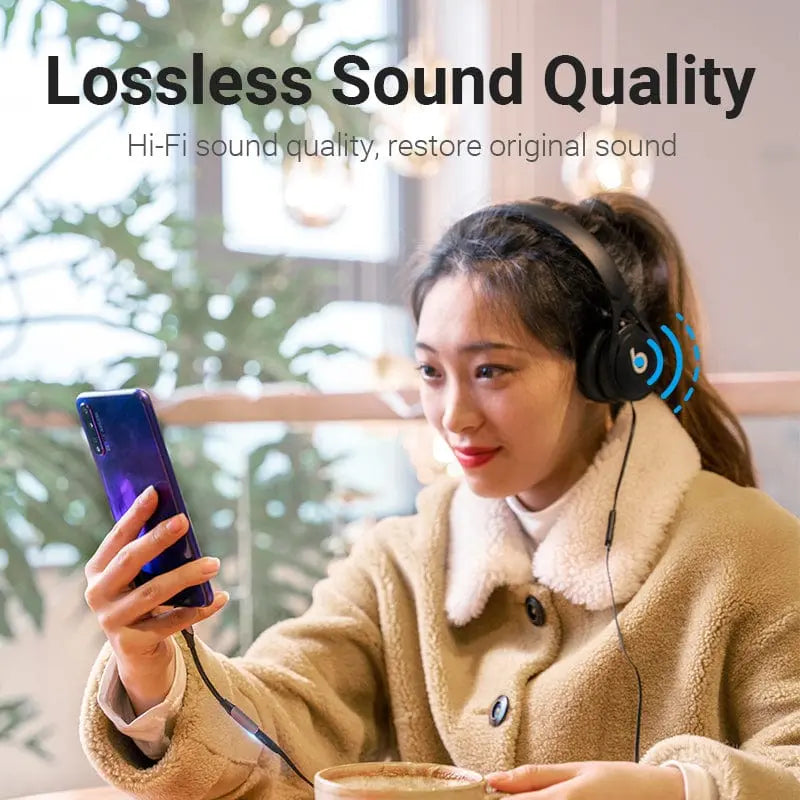 Vention Cotton Braided USB-C Male to 3.5MM Earphone Jack Adapter Aluminum Alloy Type - Vention