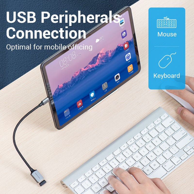 Vention USB 3.0 C Male to A Female OTG Cable 0.15M Gray Aluminum Alloy Type - Vention