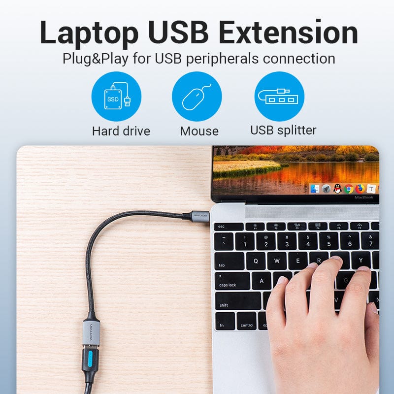 VENTION 速卖通 USB 3.0 15cm USB C to USB OTG Adapter USB 3.0 2.0 Type-C OTG Data Cable Connector for Samsung GalaxyS 10 MacBook Pro USB C Adapter