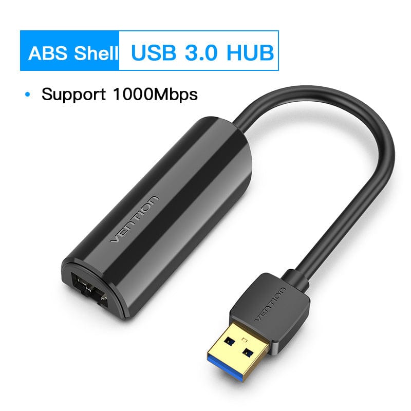 VENTION 速卖通 USB 3.0 Black USB 3.0 to Gigabit Ethernet Adapter ABS Type Black 0.15m