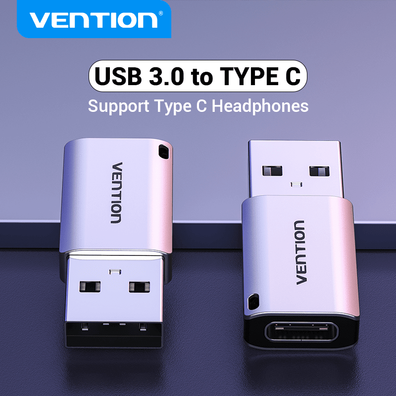Vention USB 3.0 Male to USB-C Female Adapter Gray Aluminum Alloy Type - Vention