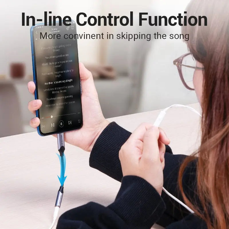 Vention USB-C Male to 3.5MM Earphone Jack With DAC Adapter Aluminum Alloy Type - Vention