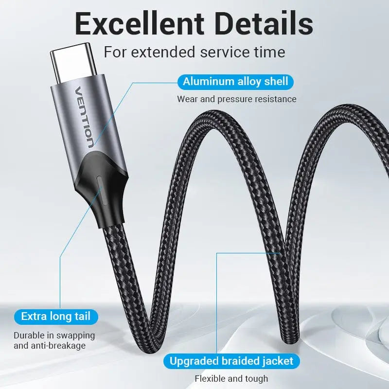 Vention USB-C Male to 3.5MM Earphone Jack With DAC Adapter Aluminum Alloy Type - Vention