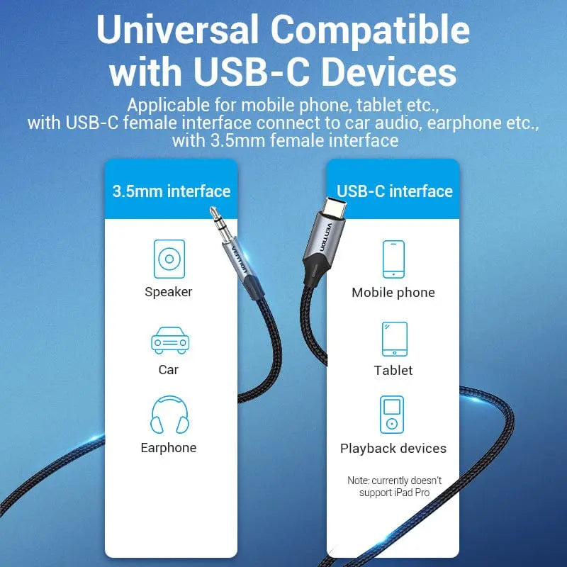 Vention USB-C Male to 3.5mm Male Audio Adapter - Vention