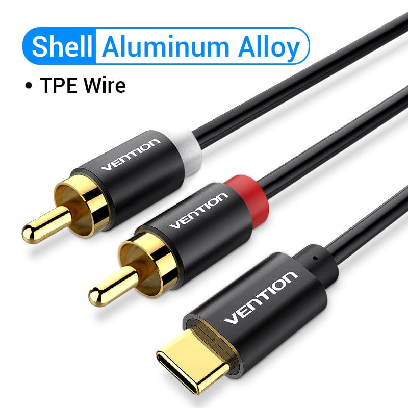 VENTION 速卖通 USB C to RCA Audio Cable Type C to 2 RCA Cable for Speaker Amplifier Huawei Xiaomi Laptop 1m 2m 3m USB C Splitter RCA Y