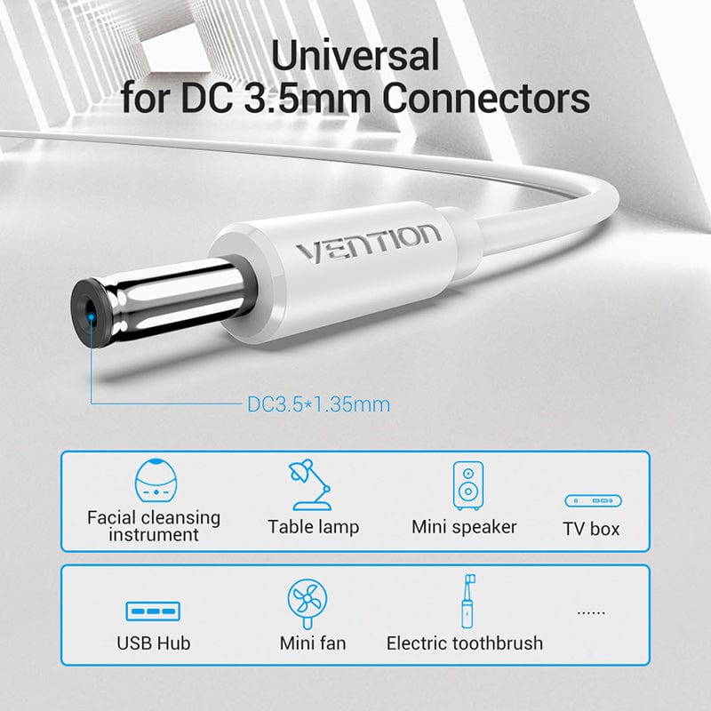 VENTION 速卖通 USB to DC 3.5mm Power Cable USB A to 3.5 Jack Connector 5V Power Supply Adapter for Fans USB HUB DC 5.5mm Charging Cable