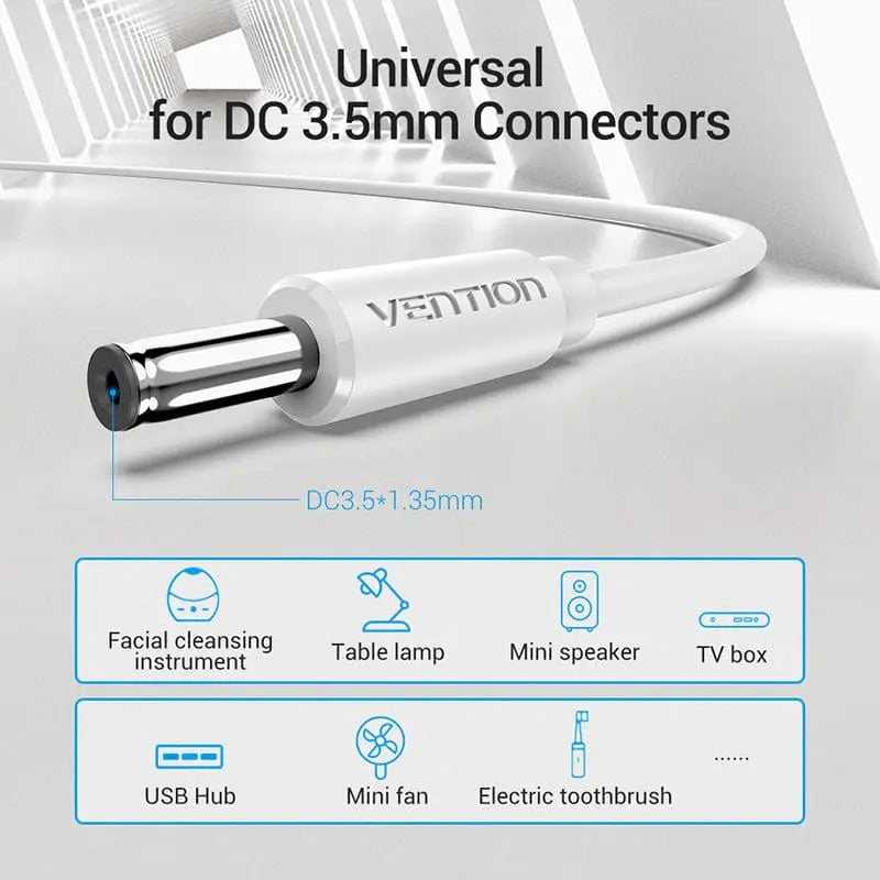 USB to DC 3.5mm Power Cable USB A to 3.5 Jack Connector 5V Power Supply Adapter for Fans USB HUB DC 5.5mm Charging Cable - Vention