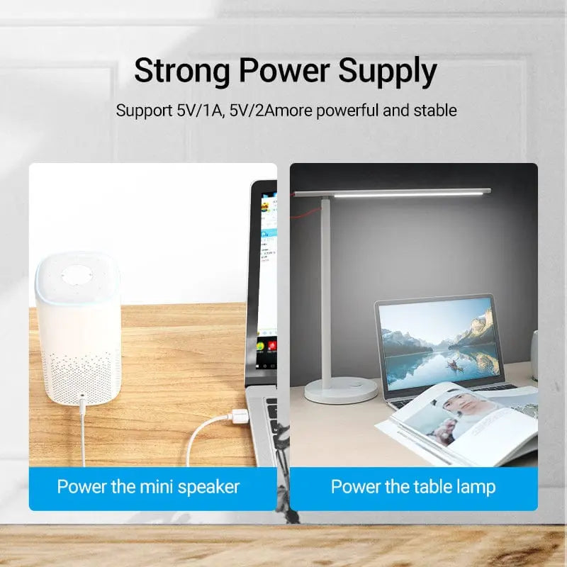 USB to DC 3.5mm Power Cable USB A to 3.5 Jack Connector 5V Power Supply Adapter for Fans USB HUB DC 5.5mm Charging Cable - Vention