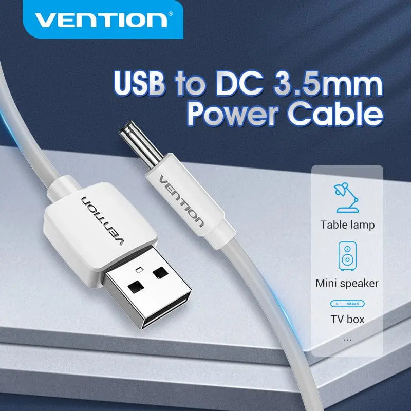 USB to DC 3.5mm Power Cable USB A to 3.5 Jack Connector 5V Power Supply Adapter for Fans USB HUB DC 5.5mm Charging Cable - Vention