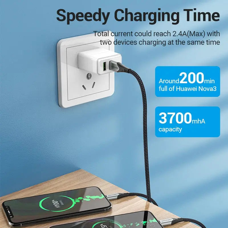 Vention USB 2.0 A Male to Dual USB-C Male Y-Splitter Cable Aluminum Alloy Type - Vention