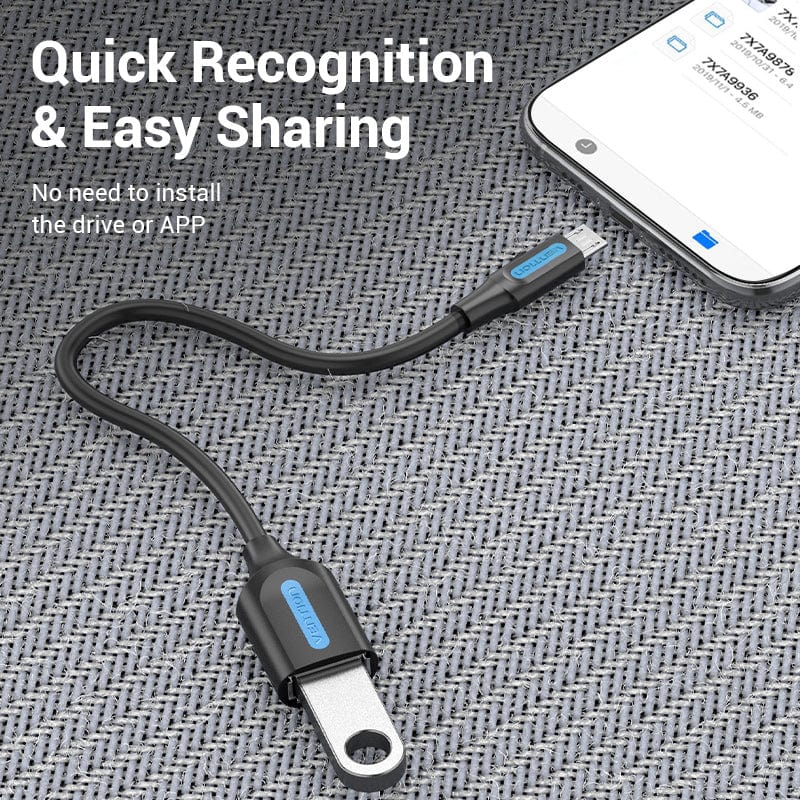 Vention USB 2.0 Micro-B Male to A Female OTG Cable 0.15M Black PVC Type - Vention
